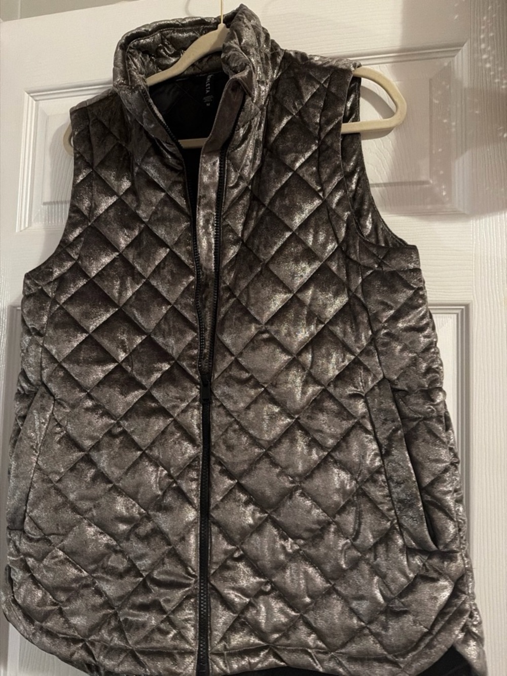 Athleta Quilted Metallic Vest - Silver